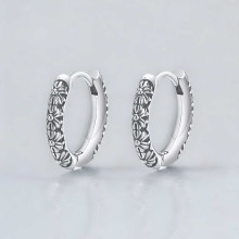 Men's steel fleur-de-lys hoop earrings