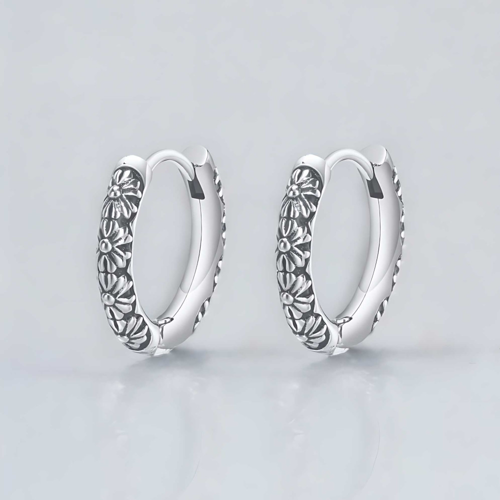 Boucles d'oreilles homme creoles acier fleur de lys