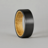 Bague Tungstène Noir Brossé intérieur en Bois
