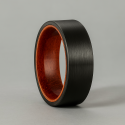 Bague tungstène brossée bois personnalisable