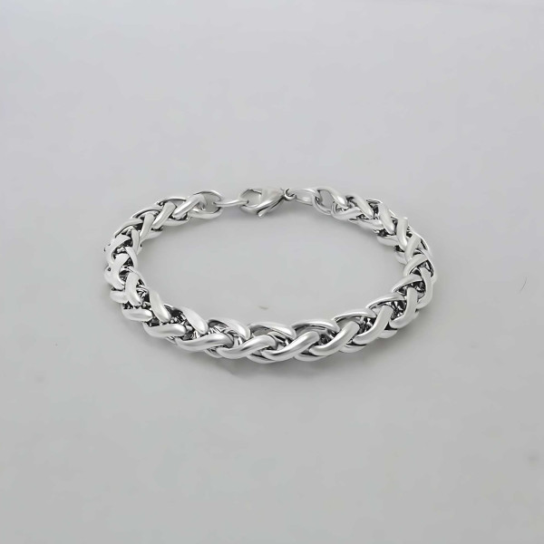 Bracciale da Uomo in Acciaio con Catena Intrecciata