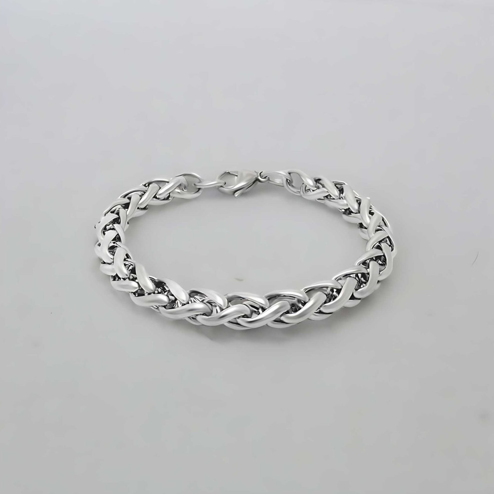 Men's Steel Bracelet with Braided Chain