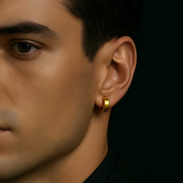 Boucles d'oreilles homme creoles anneau acier - paire