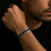 Men's MultiFaceted Black Ceramic Magnetic Bracelet
