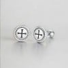 Boucles d'oreilles homme clous croix noire acier