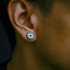 Boucles d'oreilles homme clous croix noire acier