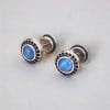 Boucles d'oreilles homme clous acier onyx bleu
