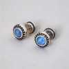 Boucles d'oreilles homme clous acier onyx bleu
