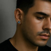 Boucles d'oreilles homme clous acier onyx bleu