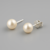 Boucles d'oreilles clous argent perles rondes eau douce minimaliste