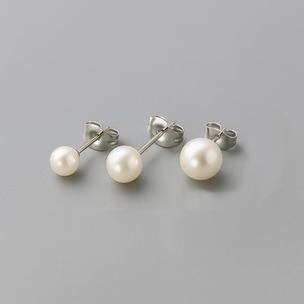 boucles d'oreilles percées clou couleur argent cabochon résine bijou vintage 654