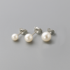 Boucles d'oreilles clous argent perles rondes eau douce minimaliste