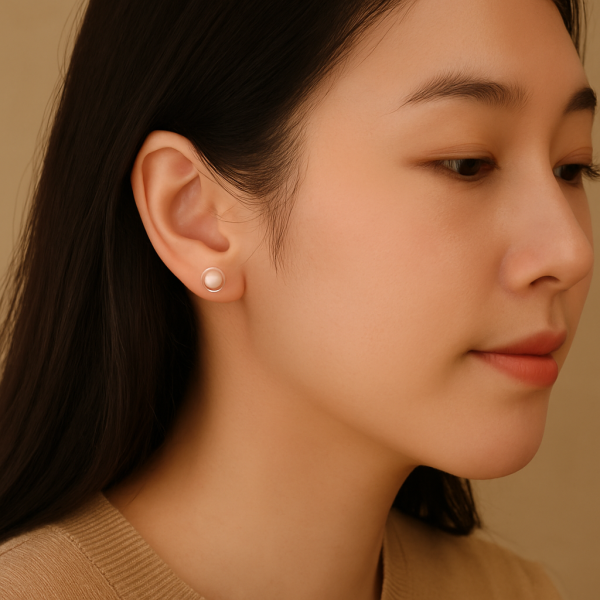 Boucles d'oreilles clous argent perles rondes eau douce minimaliste