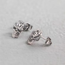 Boucles d'oreilles homme clous acier tete de mort - paire