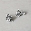 Boucles d'oreilles clous homme tete de loup acier