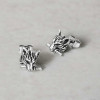 Boucles d'oreilles clous homme tete de loup acier