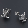Boucles d'oreilles clous homme tete de loup acier