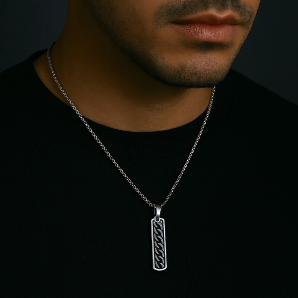 INBLUE Collana Personalizzata Donna Con Ciondolo A Barra Orizzontale, Incisione Laser, Acciaio Inossidabile, Scegli Nome E Simbolo, Regalo Per Lei