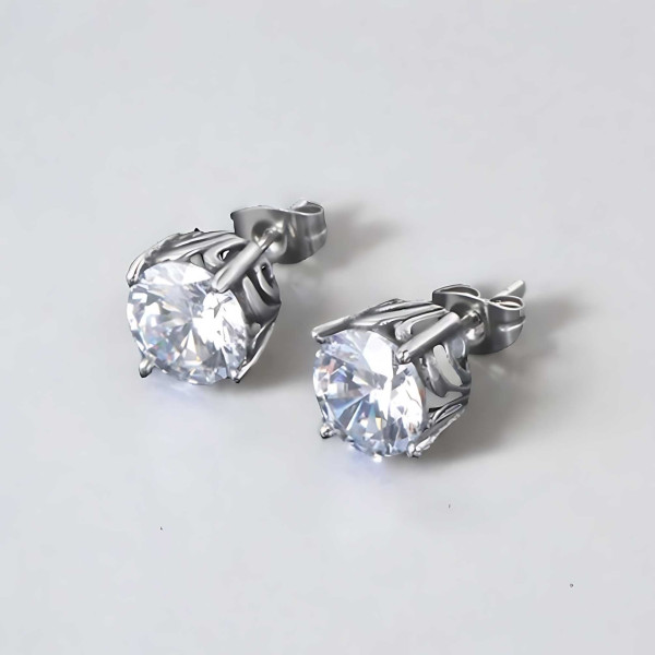 Boucles d'oreilles homme femme clous acier zirconium