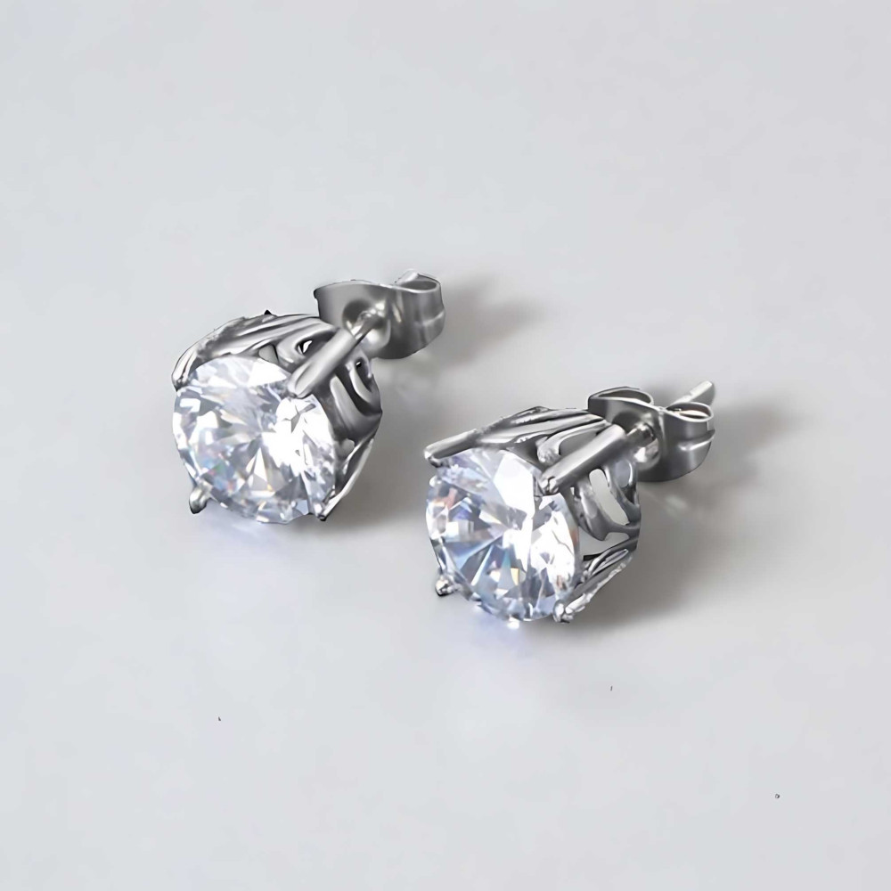 Boucles d'oreilles homme femme clous acier zirconium