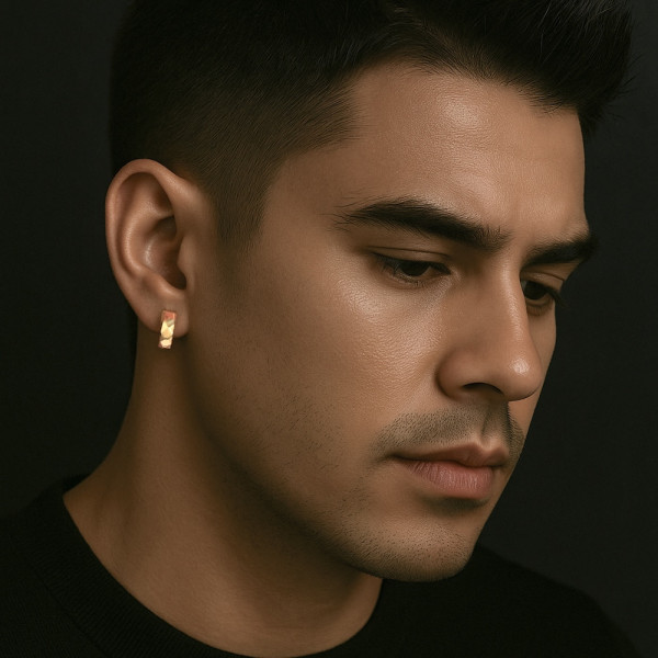 Boucles d'oreilles homme creoles acier facettes
