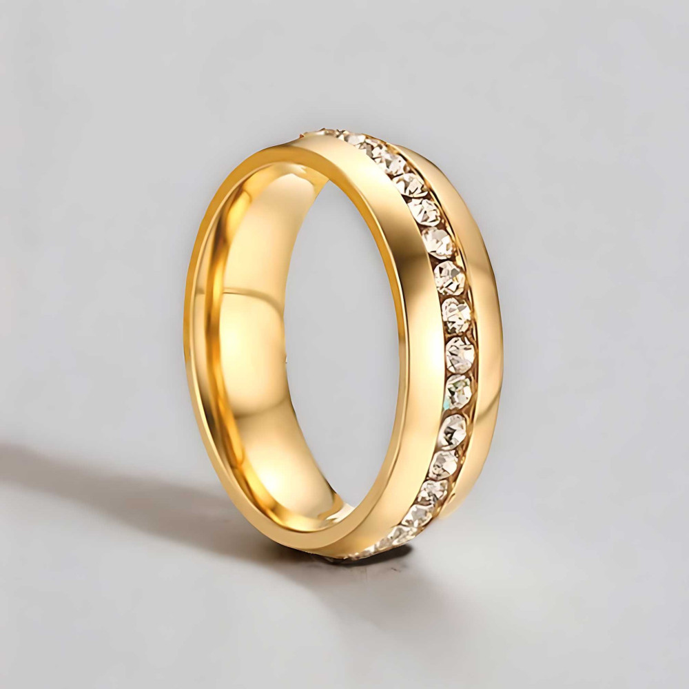 M Bague alliance acier ligne zirconium personnalisable