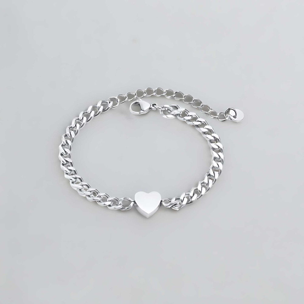 Bracelet personnalise femme acier coeur chaine personnalisee
