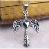 Men's Stainless Steel Wings Cross Heart Pendant