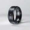 N Bague personnalisee acier brosse rainure zirconium homme femme