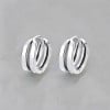 Men's Rhodium Cubes Sterling Silver Hoop Earrings