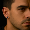 Boucles d'oreilles clous ceramique rose boule - paire