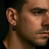 Boucles d'oreilles creoles boule ceramique noire finition polie - paire