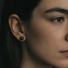 Boucles d'oreilles clous argent minimaliste ceramique noir