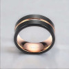 Personalized men's ring tungsten brush groove black gold plate
