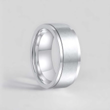 Bague acier inoxydable tournante brossée – 2 couleurs, gravure offerte