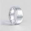 Men's Brushed Titanium Grooved Edge Custom Engraving Band Ring