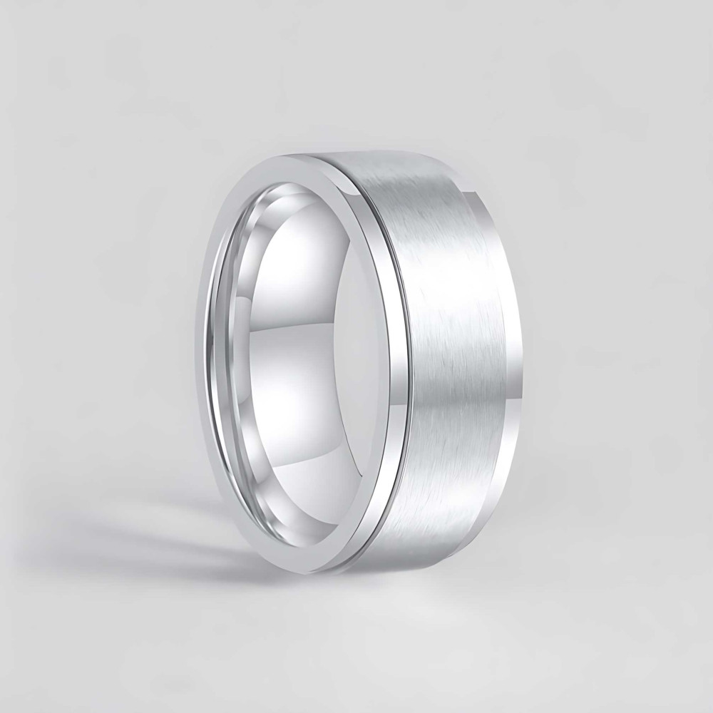 M Bague personnalisee titane homme anneau mat brosse tournant a graver