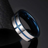 Anillo azul con ranura cruzada de tungsteno personalizado