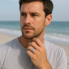 N Bague personnalisee Homme anneau Tungstene sertie fibre de carbone a graver