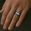 V Bague mariage ceramique noire abalone nacre