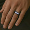 V Bague mariage ceramique noire abalone nacre