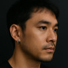 Boucles d'oreilles homme creoles anneau acier chaine tressee - paire