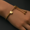 Bracelet personnalise femme gourmette coeur cisele acier plaque or personnalise