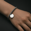 Bracelet personnalise femme gourmette coeur cisele acier plaque or personnalise