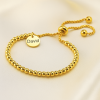 D Bracelet personnalise femme gourmette coeur cisele acier plaque or personnalise