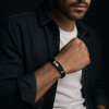 Bracelet personnalise cuir tresse homme gourmette acier
