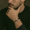Bracelet personnalise cuir gourmette homme plaque acier