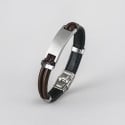 Personalisiertes Lederarmband für Herren, Edelstahlplatte