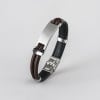Bracelet personnalise cuir gourmette homme plaque acier