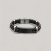 Bracelet personnalise cuir gourmette homme plaque acier